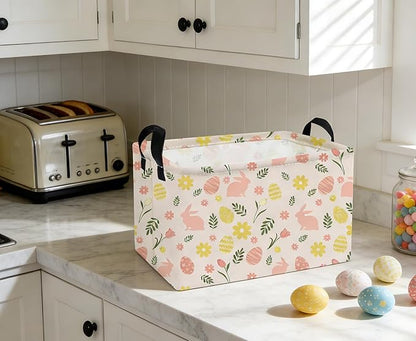 Essme Rectangular Easter Baskets,Kids Storage Basket with Handles for Easter Room Decor, Boys Box,Cute Storage Bin.