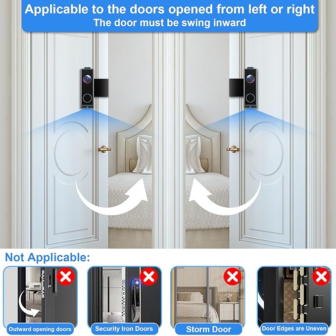 Anti-Theft Doorbell Mount No Drill Compatible with Tapo/Orbitell/Eufy/Aosu Video Doorbell, Universal Doorbell Camera Mount, Adjustable Mounting Bracket Holder Accessories for Apartment Rentals Mount