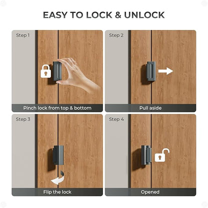 3Pack Home Security Door Reinforcement Lock, Childproof Safety Door Lock Latch Inside Stopper, Add High Security to Prevent Home Unauthorized Entry, Aluminum Construction Finish Grey