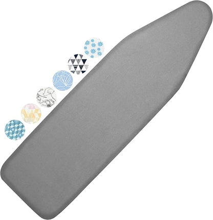 Ironing Board Cover and Pad, 15x54 Standard Size Thick Iron Padding, Scorch & Stain Resistant Ironing board cover, Heavy Duty Iron Board Padded with Adjustable Fasteners Durable Elastic Edge, Grey