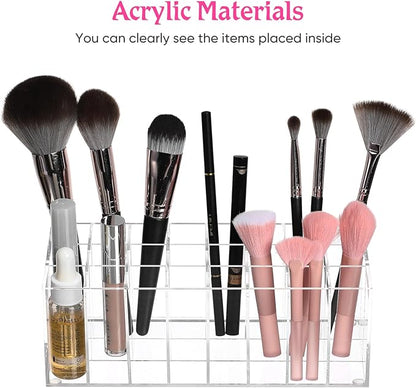 balacoo Lipstick Display Rack: 24 Compartment Acrylic Gloss Organizer Lipstick Organizer Holder Clear Makeup Organizer Case for Lip Gloss Brushes