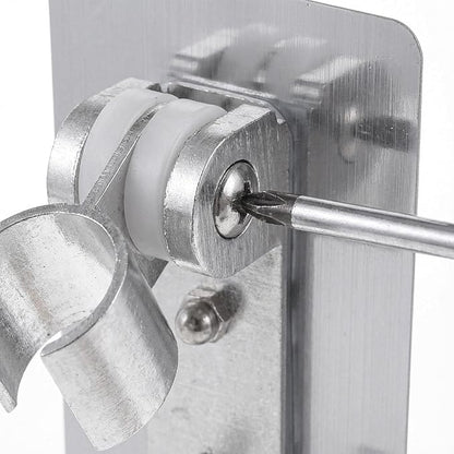 Adhesive Shower Head Holder with 2 Hanger Hooks, Adjustable Shower Wand Holder, Showers Head Holders Wall Mount with Hanger Hooks, No Drill Space Aluminum Showers Wand Stand