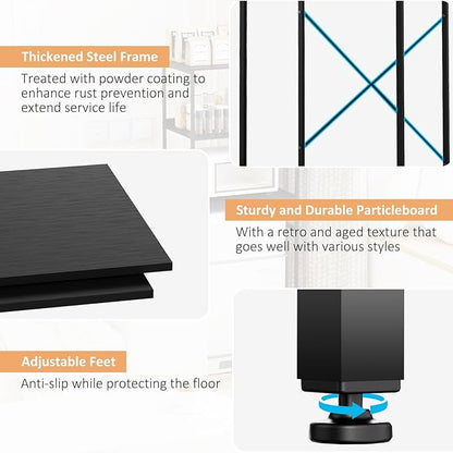 Mini Fridge Shelf Mini Fridge and Microwave Stand Over Mini Fridge Storage Rack 3 Tier Microwave and Fridge Stand Suitable for Dorm, Kitchens, Offices, Black