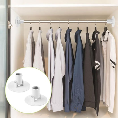 Adjustable Shower Curtain Rod Bracket, 2Pcs Different Sizes Titanium Steel Single Swivel Flange Heavy Duty Closet Rod Holder with Screws (White, Inner Dia. 22mm & 26mm)