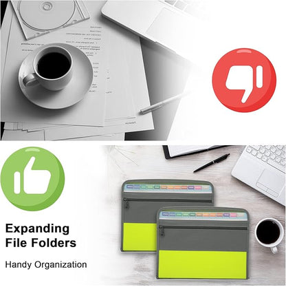 NAFY Expanding File Folders, 13 Pockets Document Organizer with Zipper, A4 Letter Size Portable Accordion Expanding File Folders with Multicolor Labels for Home Office School Supplies (Mix 4 Color)