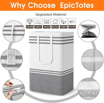 4 Pack Large Laundry Baskets, Laundry Hampers, Freestanding Waterproof Collapsible Clothes Bag with Extended & Reinforced Handles - Clothes Basket for Dorm, Bathroom, Home (88L)