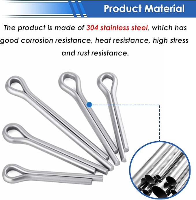 230Pcs Cotter Pins 12-Sizes 304 Stainless Steel Cotter Pins Assortment Kit Used for Hitch Lock System, Trucks, Engine Repair