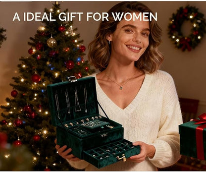 Jewelry Organizer Box for Women Girls, Jewelry Box 3-Tier Jewelry Display Case and Organizer,Lockable Jewelry Display Case Anti Tarnish,Varying Compartments for Necklaces, Bracelets, Rings