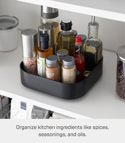 Yamazaki Home Tower 360° Rotating Storage Rack – Non-Slip Lazy Susan Organizer for Cosmetics, Skincare, and Spices - Abs Plastic