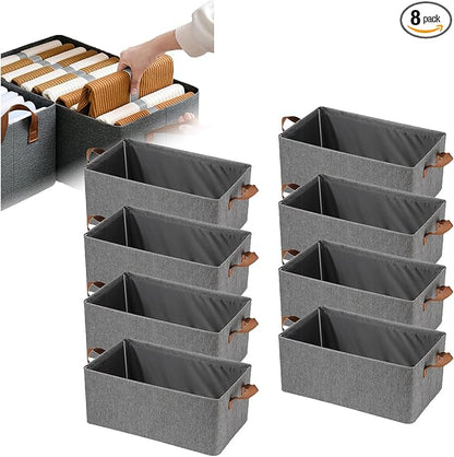 Foldable Closet Storage Box Bins Organizer System, Large Capacity Sturdy for Organizing Clothing, Sheets, Toys, Books - Shelf Organizer Shelves (8)