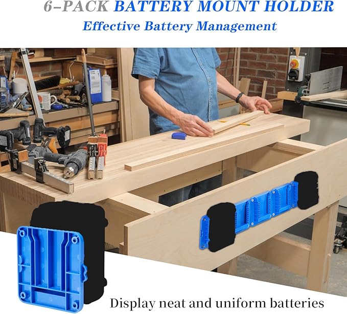 Battery Mount Holder Compatible for Kobalt 24V Max Batteries, Wall Mounts Hanger Fit for KB624-03 KB524-03 KB424-03 KB224-03, Organize Garage/Workshop/Work Truck(6 Pack, w/24 Screws, No Battery)