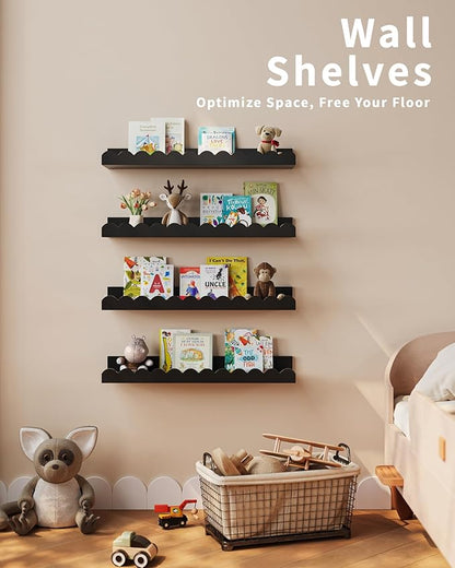 Shario Nursery Shelves (Black, 16.5 Inches)