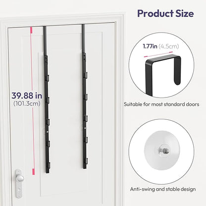 SWTYMIKI Over the Door Purse Organizer - 2 Packs Wall Mounted Purse Rack with 5 Hooks Design, Hanging Handbag Organizer Storage Holds up to 10 Bags, Bag Rack for Closet, Door (Black)