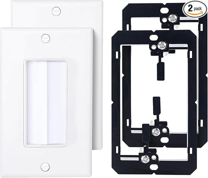 Cable Matters 2-Pack 1-Gang Wall Cable Pass Through, Brush Wall Plate with Bracket, InWall Cable Management Solution for Home and Office, White