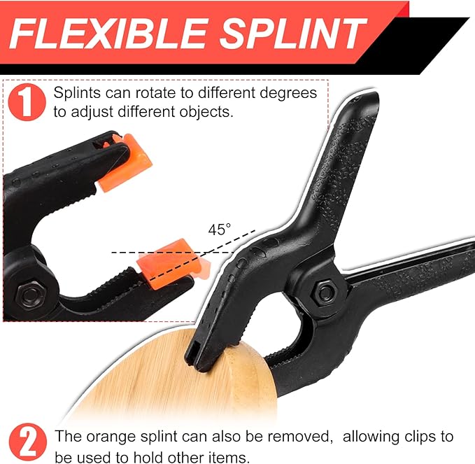 2 Pack Spring Clamps, 8.5inch Plastic Clips, Small Backdrop Clips, Clamps Heavy Duty, Spring Clips for Crafts, Backdrop Stand, Woodworking, Photography Studios (Black)
