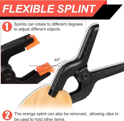 2 Pack Spring Clamps, 8.5inch Plastic Clips, Small Backdrop Clips, Clamps Heavy Duty, Spring Clips for Crafts, Backdrop Stand, Woodworking, Photography Studios (Black)