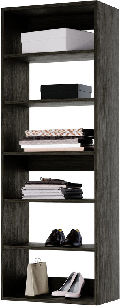 Modular Closets Vista Collection Shelf Tower Built in Wood Closet Organizer Unit (Grey, 25.5" Wide)