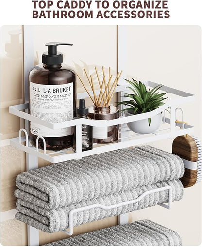 Hanging Towel Racks for Bathroom No Drill - Over The Door 6-Tier Bath Towel Storage Organizer for Small Bathrooms - Back Door Large Tiered Towel Holder Hanger for Rolled Towels RV Camper White