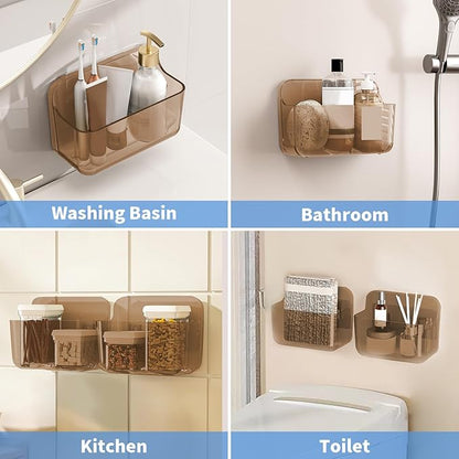 Diesisa 2pc Acrylic Wall Mount Organizer, Adhesive Cabinet Door Organizer,Acrylic Bathroom Shelves for Wall,No Drilling Hang Walls,with Self Adhesive Tape, for Bathroom, Kitchen, Living Room