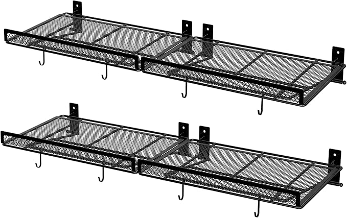 BABKAS 4 Pack Garage Wall Shelving,16.5" x 12.2" Garage Shelving Wall Mounted for Garage, Office,Laundry Room,Basement,Closet and Kitchen, Holds Up to 320 Lbs