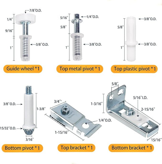 Bifold Door Hardware Repair Kit, 1-Pack Bifold Closet Door Hardware Kit Folding Door Hardware Repair Replacement Tool Kit
