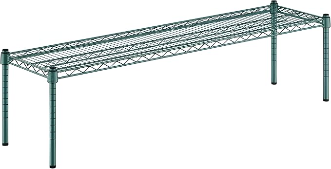 14" x 54" x 14" Green Epoxy Wire Storage Shelf, Dunnage Rack, Commercial 1 Tier Small Shelf