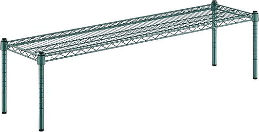 14" x 54" x 14" Green Epoxy Wire Storage Shelf, Dunnage Rack, Commercial 1 Tier Small Shelf