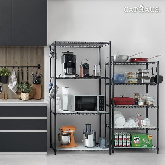 CAPHAUS NSF Commercial Grade Heavy Duty Wire Shelving w/Wheels, Leveling Feet & Liners, Metal Shelf, Garage & Utility Storage, 5-Tier 30x14x64