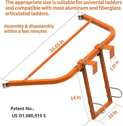 Ladder Stabilizer for Roof Gutter Guard ＆Wall,Extended Ladder Crane Stabilizer Accessory,Steel Ladder Stand-Off Wing Span/Wall Ladder Standoff with Non-Slip Rubber Bottom pad. (Orange-Steel)