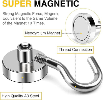 DIYMAG Magnetic Hooks, 85 LB Heavy Duty Strong Magnet with Hook, Rare Earth Neodymium Magnets for Hanging, Magnetics Hanger for Curtain, Home, Kitchen, Workplace, 20 Packs