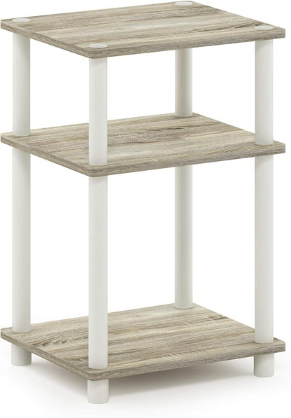Furinno JUST Side Table, 3-Tier End Table, Open Shelves Night Stand, Bedside Table, Toolless Assembly, for Living Room, Bedroom, Bathroom, Sonoma Oak