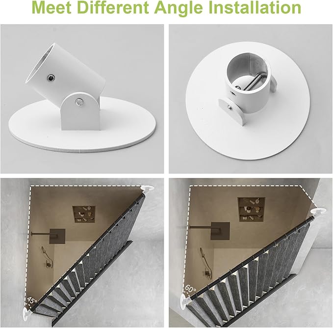 Shower Curtain Rod Bracket, 2Pcs 26mm Inner Diameter Titanium Steel Shower Curtain Rod Single Swivel Flange Easy Installation Curtain Rod Wall-Mount Bracket with Screws (White)