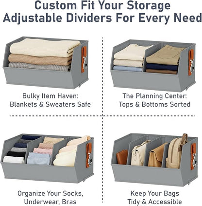 Hanging Closet Organizer Extra Large, Clothes Hanging Shelves for Closet with Divider, Collapsible Closet Storage System, Fabric Storage Bins for Home, Dorm, Rv, Sweaters, Handbags, Underwear, Sock