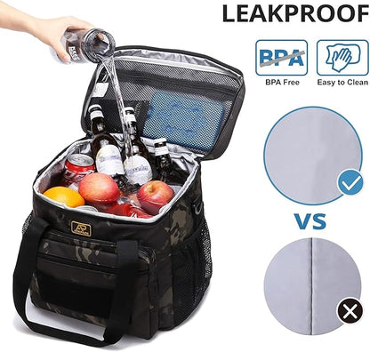 Lunch Box for Men, Tactical Lunch Bag MOLLE Webbing Leakproof Insulated Large Lunch Cooler Women Adult Meal with Adjustable Shoulder Strap Durable Lunch Pail (Camo-Black)