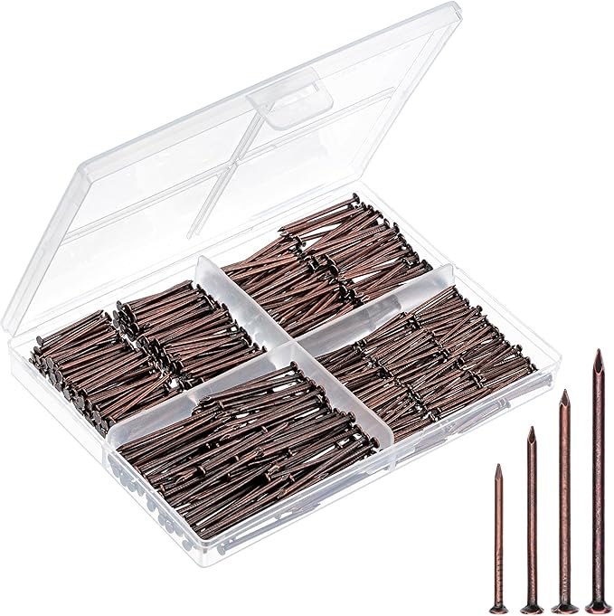 Mr. Pen- Nail Assortment Kit, 600 pcs, 4 Sizes, Bronze, Small Nails for Hanging Pictures, Finishing Nails