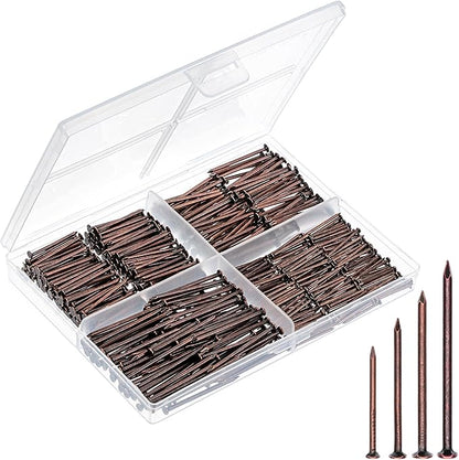 Mr. Pen- Nail Assortment Kit, 600 pcs, 4 Sizes, Bronze, Small Nails for Hanging Pictures, Finishing Nails