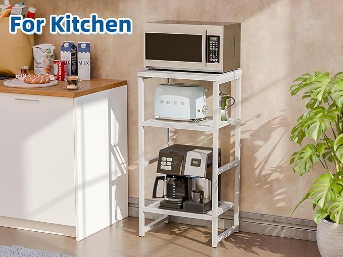 3 Tier Metal Printer Stand Shelf, White Side Table for Printer, Fax Marchine