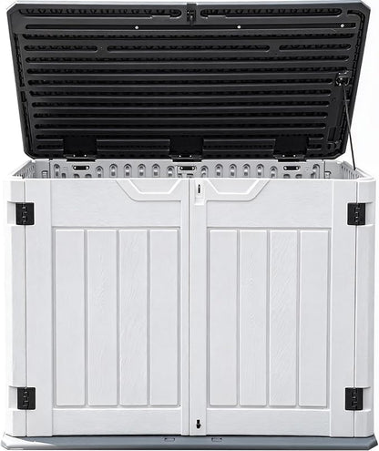 DWVO Outdoor Weather-Resistant Horizontal Storage Shed, 35 Cu Ft Capacity, Lockable and Waterproof, Suitable for Storing Garden Tools, Light Gray