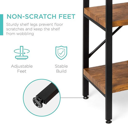 Best Choice Products Large Console Table, 3-Tier 55in Rustic, Industrial Sofa Table Storage for Living Room, Entryway, Foyer, Hallway w/EVA Non-Scratch Feet, Steel Frame - Brown