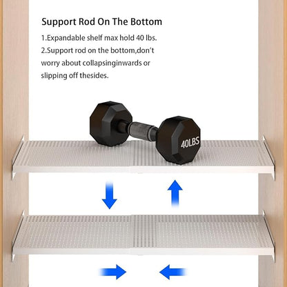 Adjustable Closet Shelves Divider, Expandable Metal Hanging Shelves Closet Separator for Closet Cabinet Wardrobe Cupboard Bedroom, 2 Pack