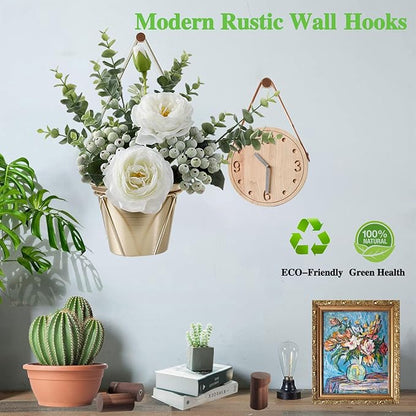 Decorative Wooden Wall Hooks and Small Cute Black Rustic Hooks Heavy Duty for Cubicle Hanging Coats,Towel,Picture,Hat,Purse,Key Hook,Plant,Dog Leashes