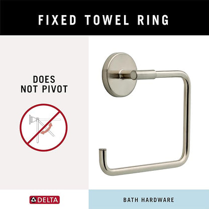 Delta Trinsic (1-Pack) Hand Towel Holder Brilliance Stainless Steel Towel Racks for Bathroom Wall Square Towel Ring Holder for Bath Towel Hanger for Kitchen, Bathroom Accessories 759460-SS