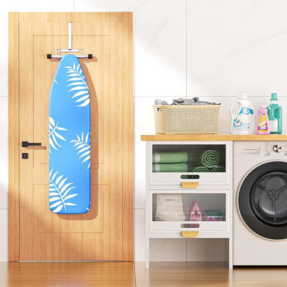 Ironing Board Holder Wall Mount/Over The Door Ironing Board Hanger, Laundry Rooms Metal Iron Board Holder Wall Mount for Y or T Leg (Silver)