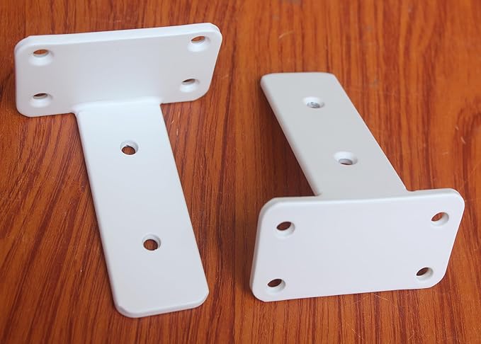 12 Pack - 4 inch White Hidden L Shelf Bracket (1/5 Inch Thicked) Iron Floating Shelf Brackets Rustic Industrial Metal Brackets for Shelf Support