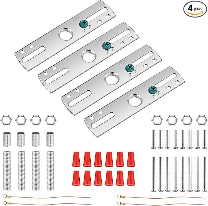 4-Pack 4 inch Light Fixture Mounting Bracket, Universal Lighting Fixture Crossbar Kit with All Mounting Hardware, Heavy Duty, for Chandelier Pendant Flushmount Wall Light Ceiling Fan, etc