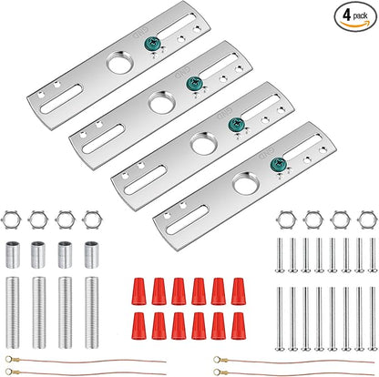 4-Pack 4 inch Light Fixture Mounting Bracket, Universal Lighting Fixture Crossbar Kit with All Mounting Hardware, Heavy Duty, for Chandelier Pendant Flushmount Wall Light Ceiling Fan, etc