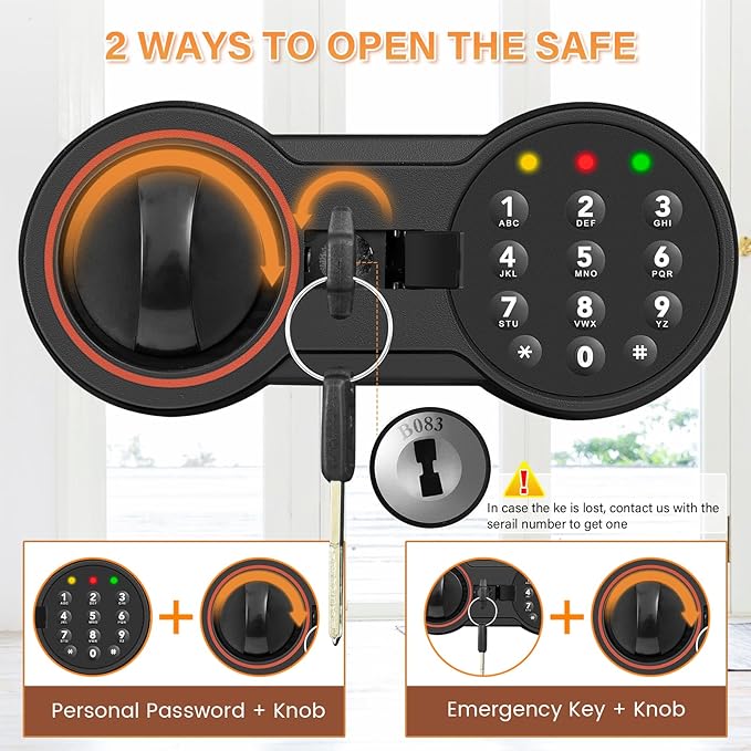 [19.7" Tall] Large Fireproof Home Safe Box, Anti-theft Safes with Dual Alarm System, Programmable Keypad and Spare Keys, Digital Fire Proof Safe for Home Money Firearm Documents Medicines