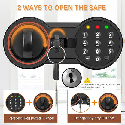 [19.7" Tall] Large Fireproof Home Safe Box, Anti-theft Safes with Dual Alarm System, Programmable Keypad and Spare Keys, Digital Fire Proof Safe for Home Money Firearm Documents Medicines