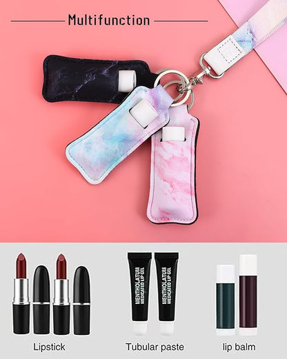 COOKOOKY Chapstick Holder Keychain Cute Lip Balm Keychain Holder with Clip