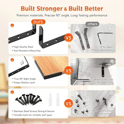 Corner Brace 8 Pcs Shelf Bracket Heavy Duty Black Steel L Corner Brace, Decorative Joint Angle Bracket for Shelf 5 InchX3 Inch Shelves Wall Hanging Bracket with Screws (125X75mm(5 InchX3 Inch)(4PCS)